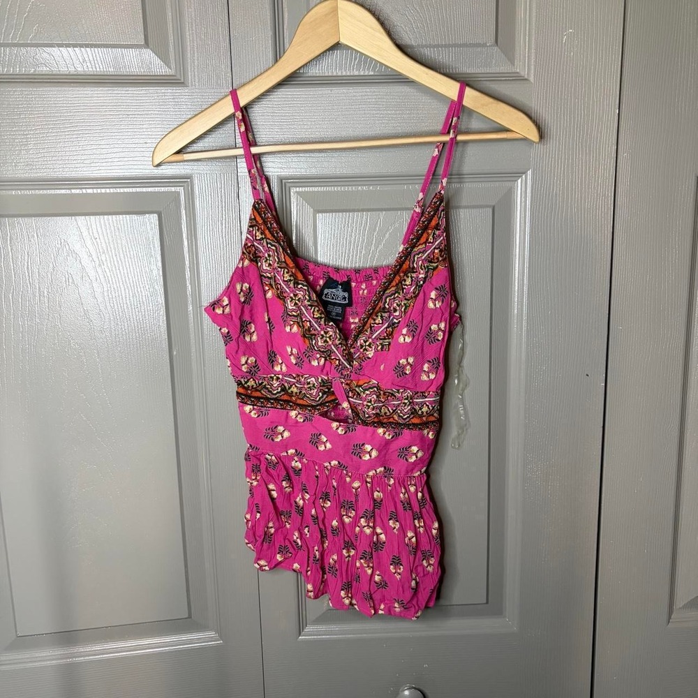 Angie Pink Orange Floral Paisley Romper Womens Medium Y2K Boho Festival Summer